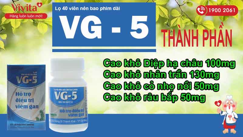 Thành phần thuốc hạ men gan VG 5 40 viên