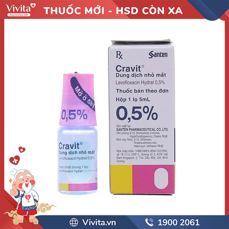 Thuốc nhỏ mắt Cravit 0.5% | Chai 5ml