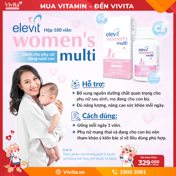 Elevit Women's Multi Bổ Sung Vitamin [MỚI 2024] Hộp 100 viên