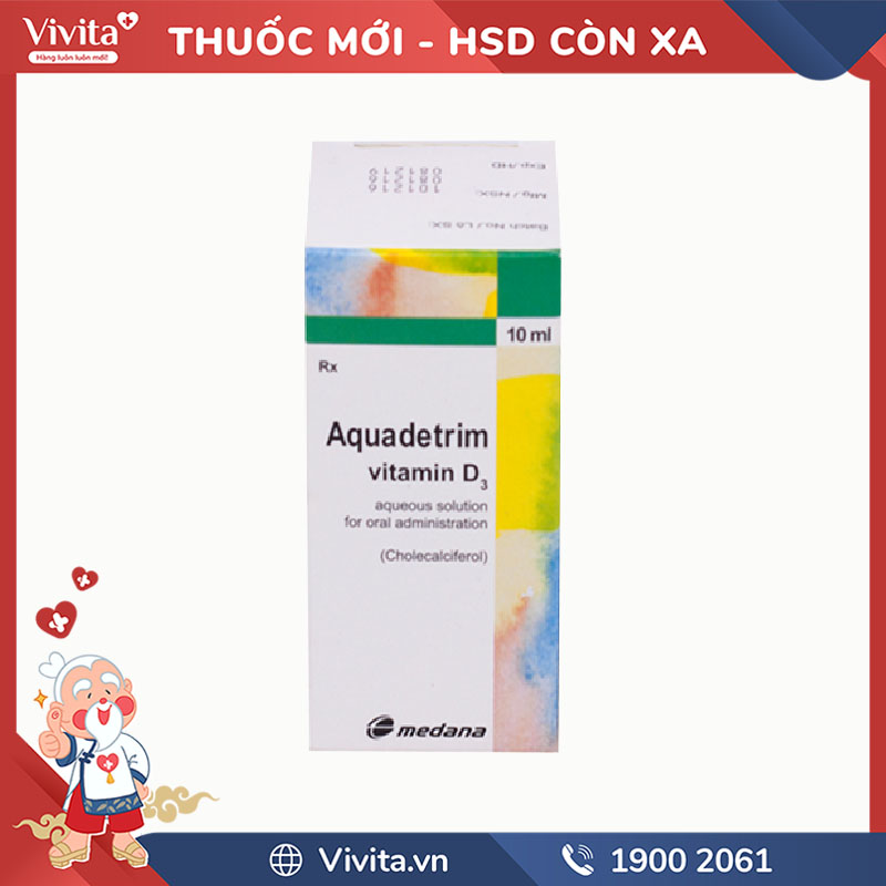 Thuốc bổ sung vitamin D Aquadetrim Vitamin D3 | Chai 10ml