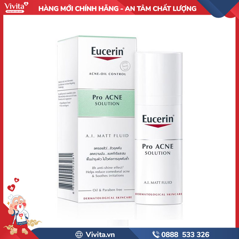 Kem Hỗ Trợ Điều Trị Mụn Eucerin Pro Acne Solution A.I. Matt Fluid | Chai 50ml