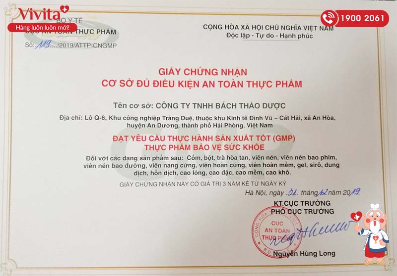 giấy chứng nhận Dạ Dày Minh Nguyệt 1