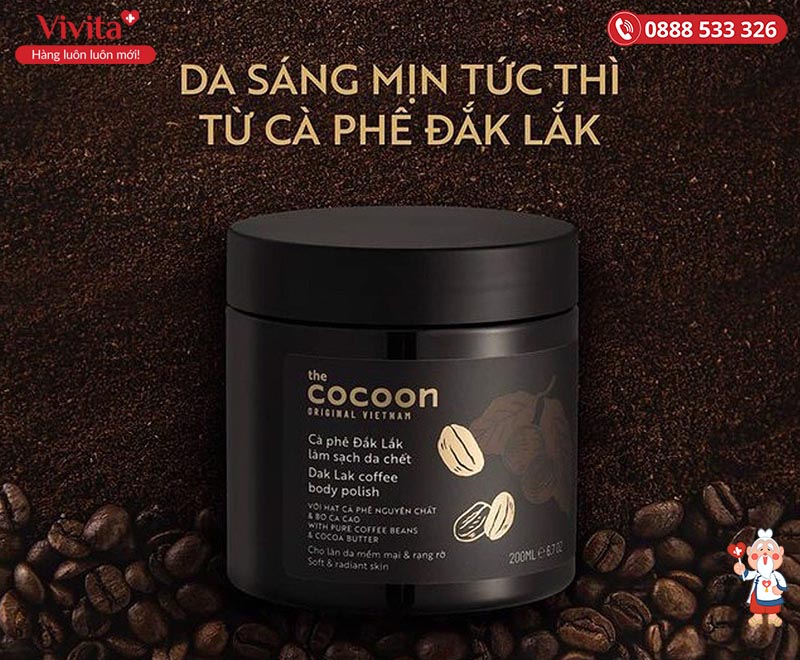 kem tẩy tế bào chết Cocoon Dak Lak Coffee Body Polish