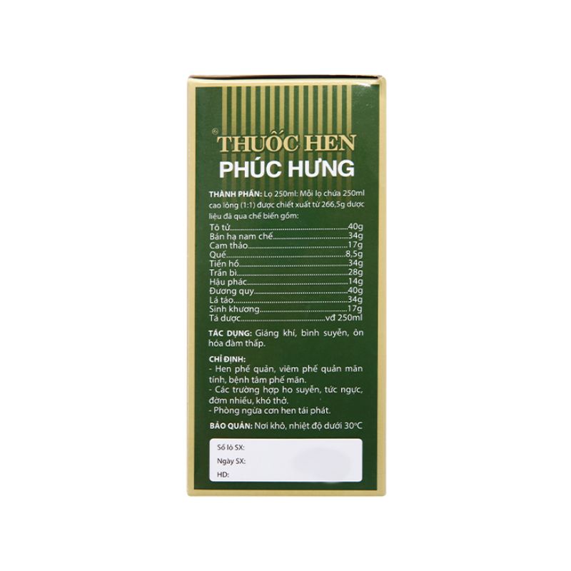 Thuốc trị hen Phúc Hưng | Chai 250ml