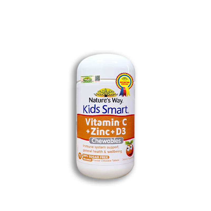 Nature’s Way Kids Smart Vitamin C + Zinc + D3 Chewable Tablets (Hộp 75 Viên)
