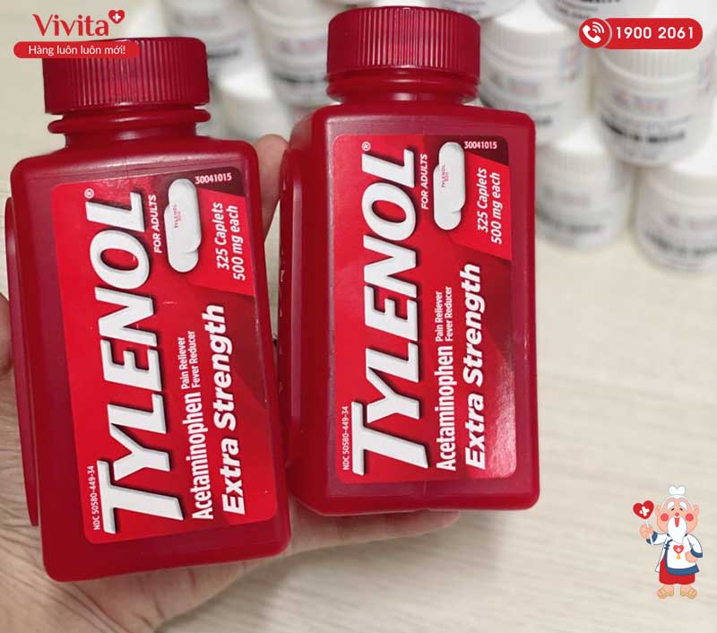 Tylenol Extra Strength 500mg hỗ trợ hạ sốt và giảm đau nhức