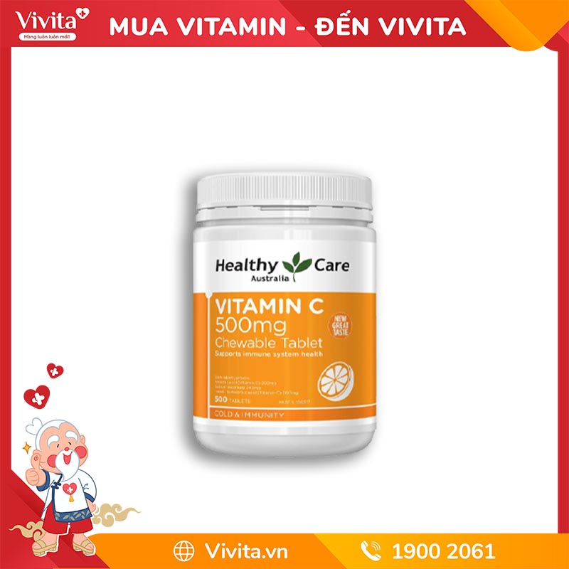 Viên Nhai Bổ Sung Vitamin C Healthy Care Vitamin C 500mg (Hộp 500 Viên)