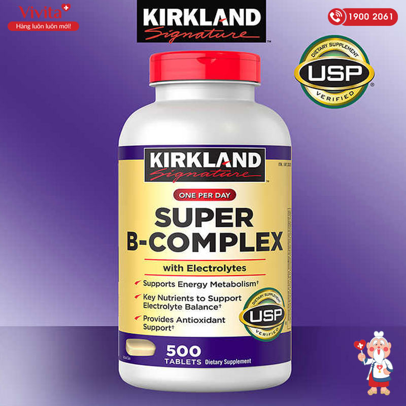 Viên Uống Bổ Sung Vitamin B Tổng Hợp Kirkland Signature Super B-Complex (Hộp 500 Viên)