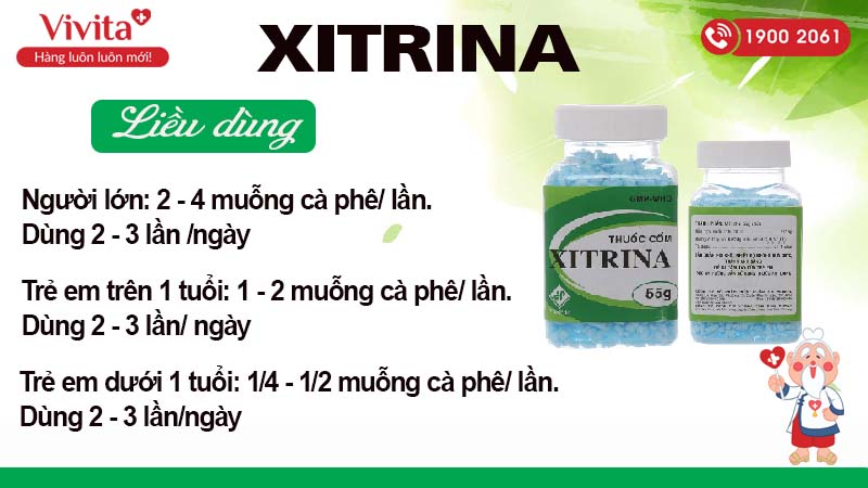Liều dùng thuốc cốm kích thích tiêu hóa Xitrina