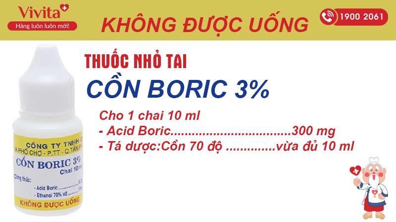 Thành phần Cồn boric 3% Nam Việt