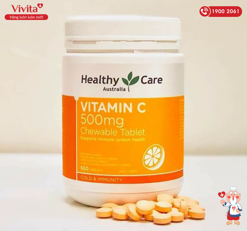 viên nhai Healthy Care Vitamin C 500mg của Úc