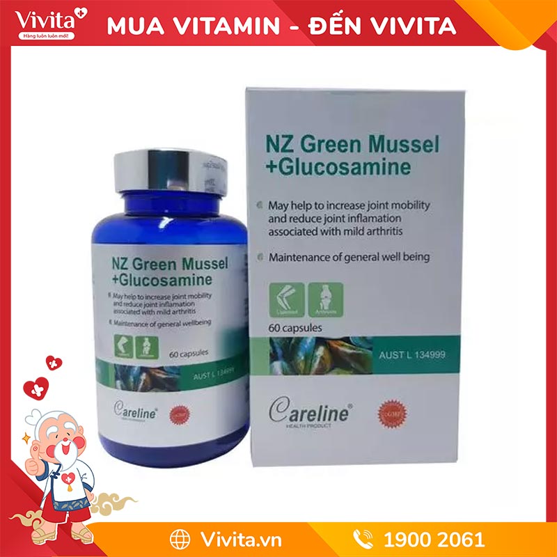 Khớp Vẹm Xanh Careline NZ Green Mussel + Glucosamine (Hộp 60 Viên)