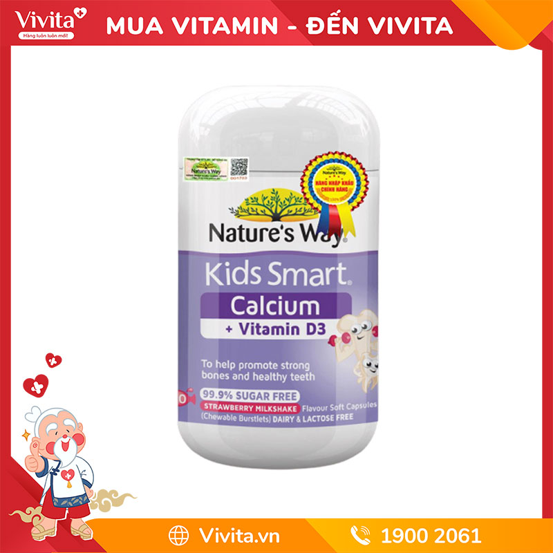 Nature’s Way Kids Smart Calcium + Vitamin D3 (Hộp 50 Viên)