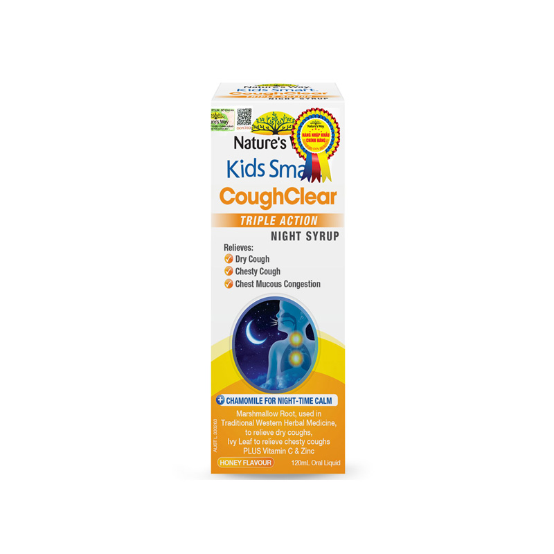 Nature's Way Kids Smart Cough Clear Triple Action Night Syrup (Chai 120ml)