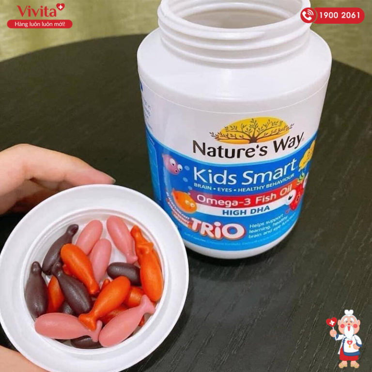 Nature's Way Kids Smart Omega3 Fish Oil Trio High DHA Tăng Cường Thị