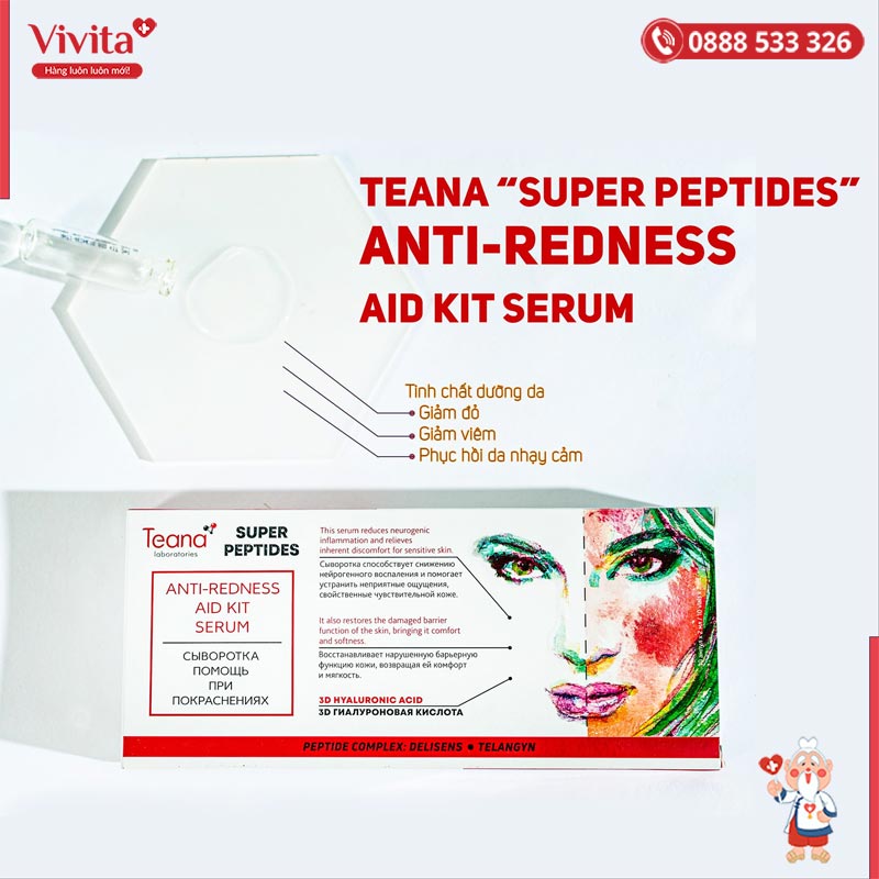 Tinh Chất Dưỡng Da Teana Super Peptides Anti-Redness Aid Kit Serum (Bộ 10 Ống – 2ml/ Ống)