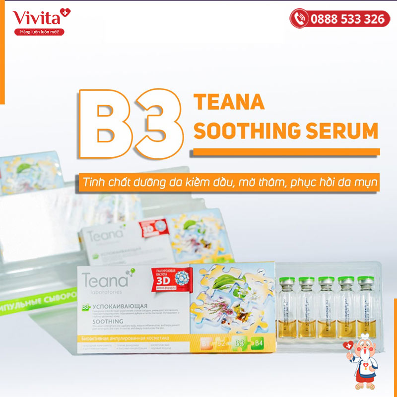 Tinh chất TEANA B3 Soothing Serum làm dịu da, phục hồi da sau mụn