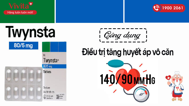 Công dụng (Chỉ định) thuốc trị tăng huyết áp Twynsta 80/5