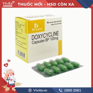 Thuốc kháng sinh trị nhiễm khuẩn Doxycycline Capsules BP 100mg