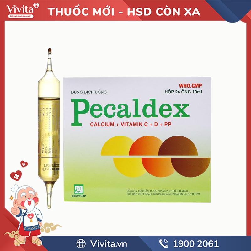 Dung dịch uống bổ sung calci và các vitamin Pecaldex 10ml | Hộp 24 ống