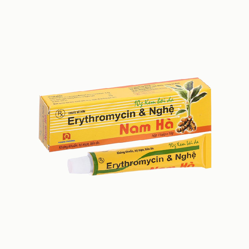Kem trị mụn và làm mờ sẹo Erythromycin & Nghệ Nam Hà | Tuýp 10g