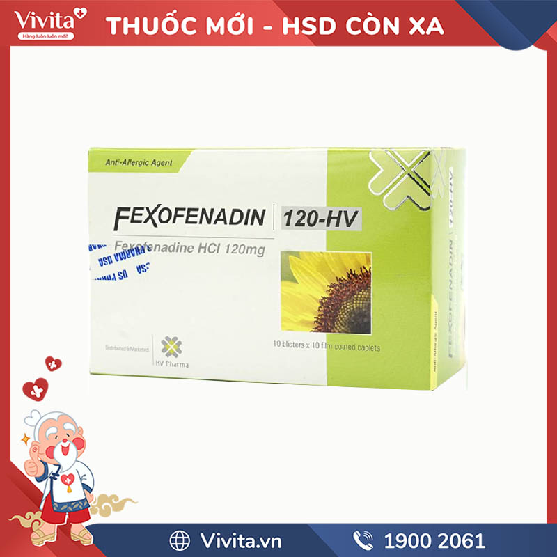 Thuốc chống dị ứng Fexofenadin 120-HV | Hộp 100 viên
