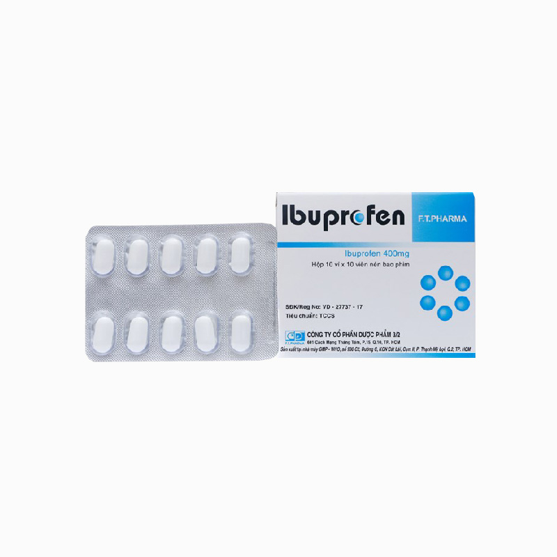 Thuốc giảm đau kháng viêm Ibuprofen 400mg FT.Pharma | Hộp 100 viên