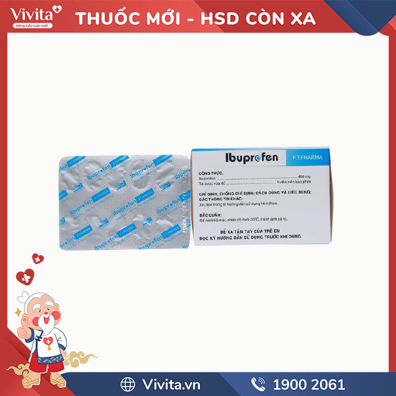 Thuốc giảm đau kháng viêm Ibuprofen 400mg FT.Pharma - VIVITA