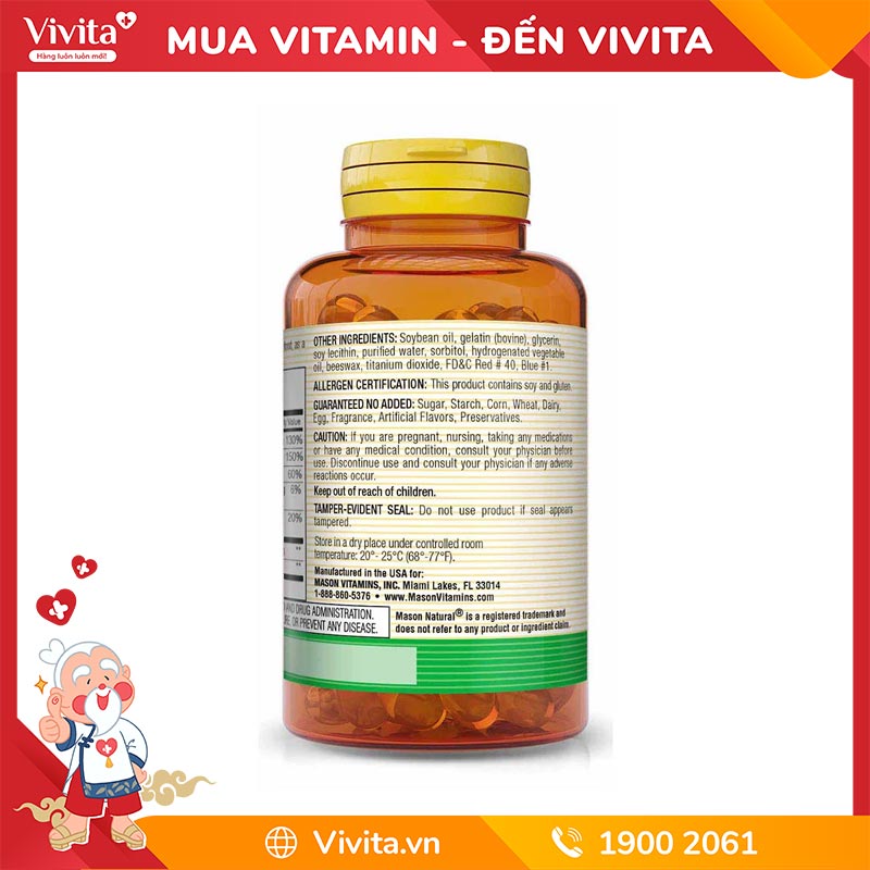 Viên Uống Vitamin B Tổng Hợp Mason Natural B-Complex (Hộp 100 Viên)