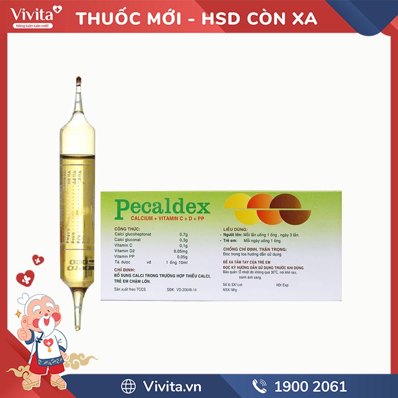 Dung dịch uống bổ sung calci và các vitamin Pecaldex 10ml | Hộp 24 ống