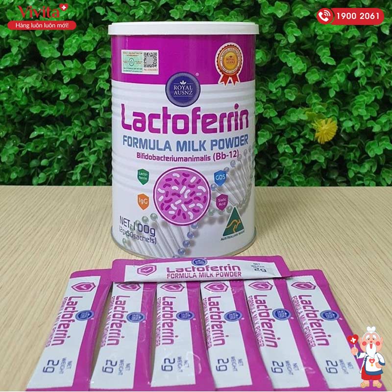 Royal Ausnz Lactoferrin Formula Milk Powder Bifidobacteriumanimalis (Bb-12) Hộp 100g (2g x 50 Gói)