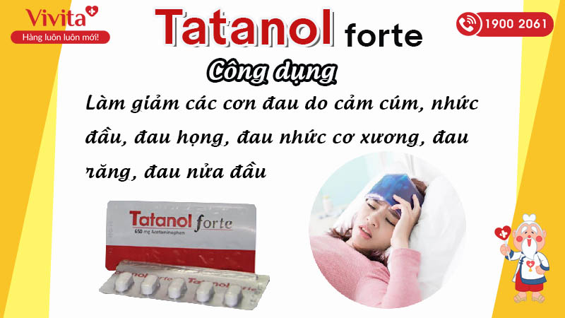 Công dụng (Chỉ định) của thuốc giảm đau và hạ sốt Tatanol Forte
