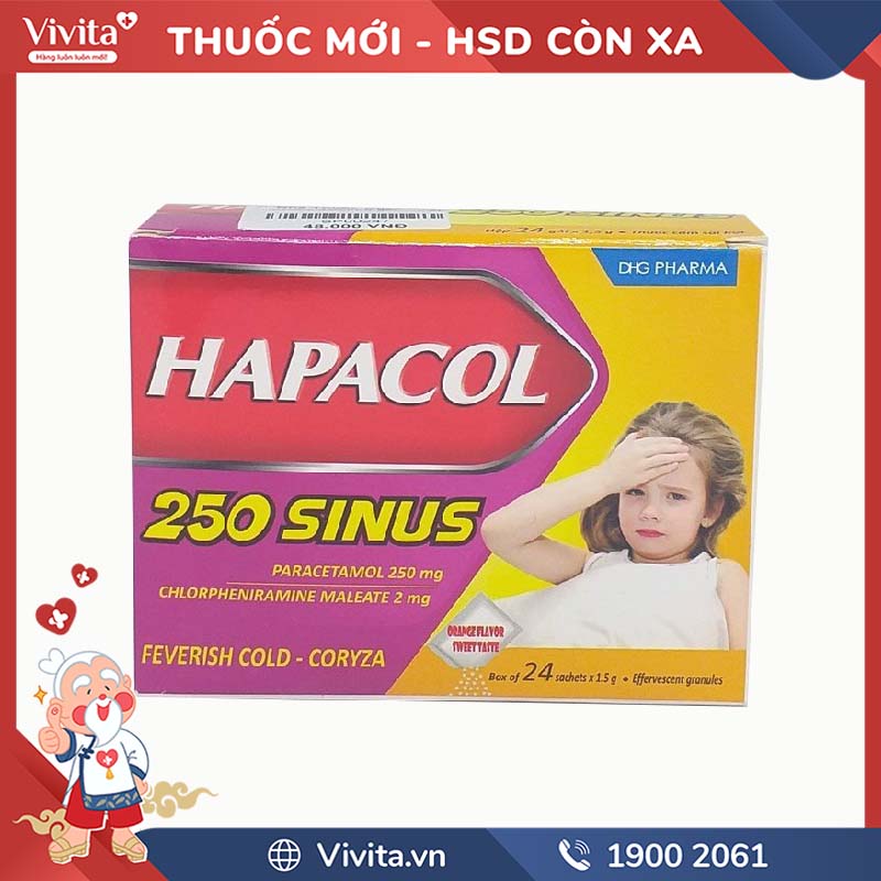 Thuốc giảm đau, hạ sốt Hapacol 250 Flu | Hộp 24 gói