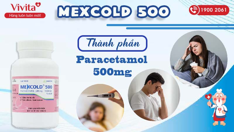 Thành phần của thuốc giảm đau, hạ sốt Mexcold 500mg