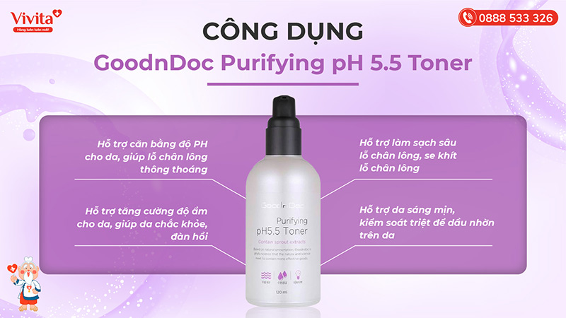 công dụng GoodnDoc Purifying pH 5.5 Toner