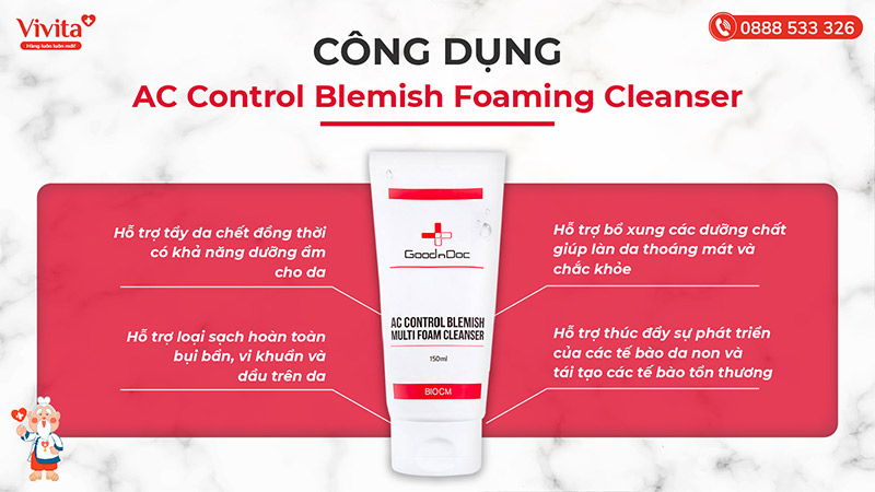 công dụng Goodndoc AC Control Blemish Foaming Cleanser