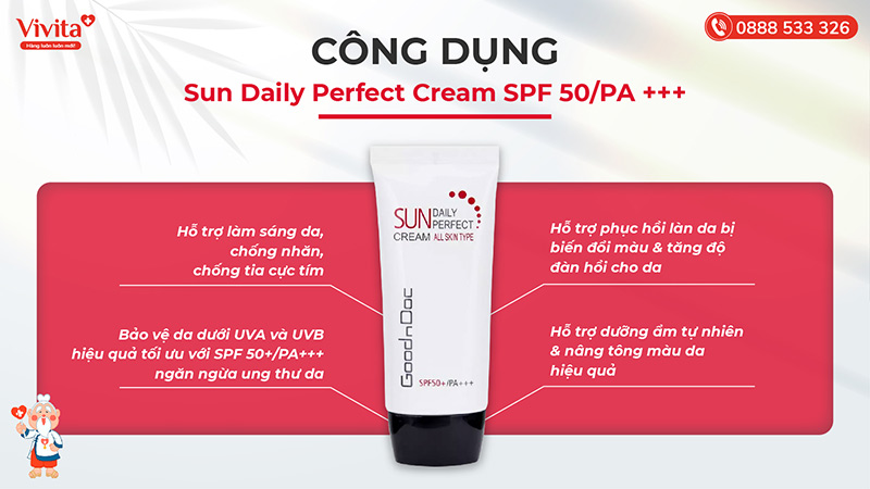 công dụng goodndoc sun daily perfect cream spf 50/pa +++