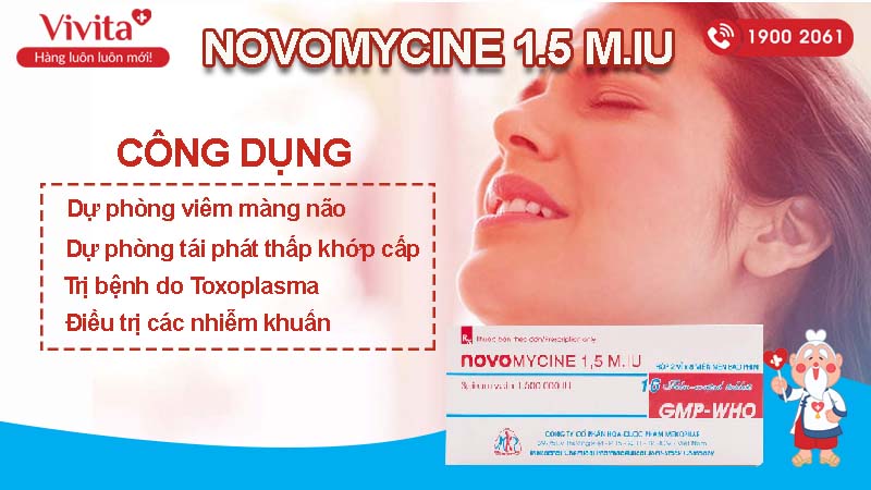 Công dụng thuốc kháng sinh Novomycine Mekophar 1.5 MIU