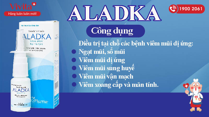 Công dụng (Chỉ định) của thuốc xịt mũi trị viêm mũi dị ứng Aladka