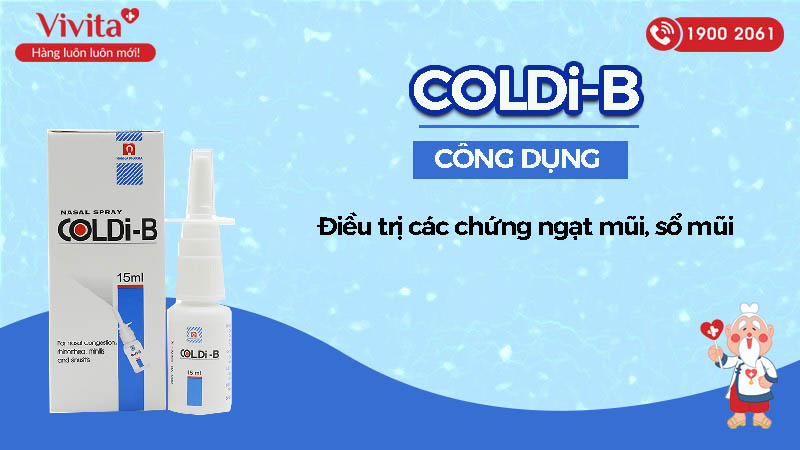 Công dụng (Chỉ định) của thuốc xịt mũi trị sổ mũi, ngạt mũi, viêm xoang Coldi-B