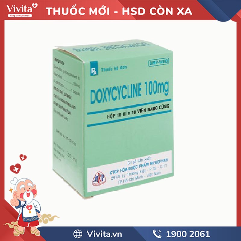 Thuốc kháng sinh Doxycycline 100mg Mekophar | Hộp 100 viên