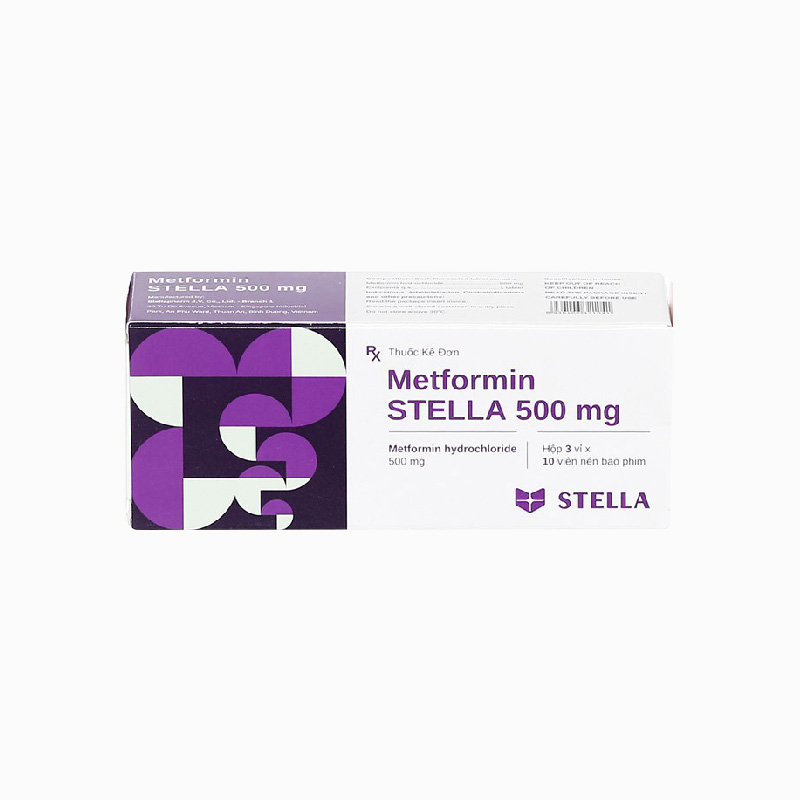 Thuốc trị tiểu đường Metformin Stella 500mg | Hộp 30 viên