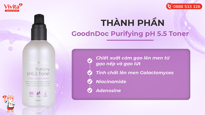 thành phần GoodnDoc Purifying pH 5.5 Toner