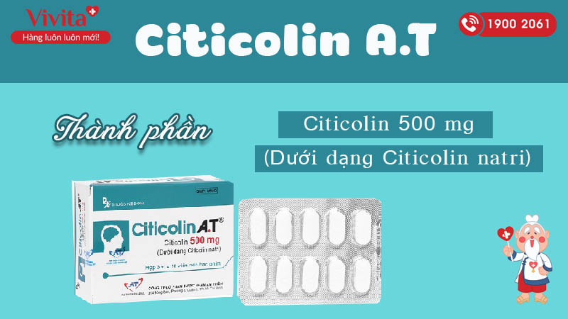 Thành phần thuốc trị parkinson Citicolin A.T