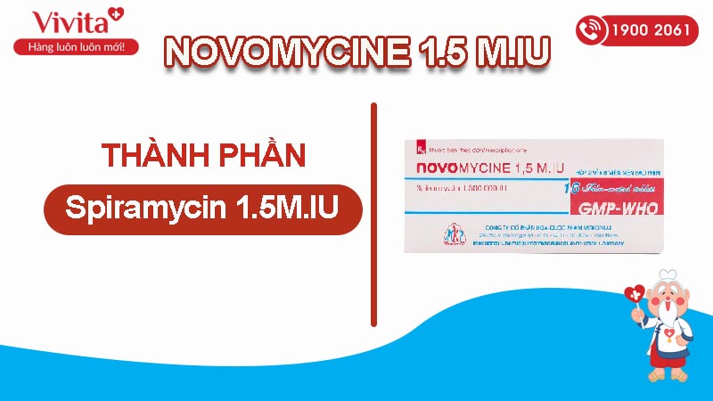Thành phần thuốc kháng sinh điều trị nhiễm khuẩn Novomycine Mekophar 1.5 MIU