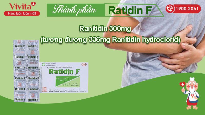 Thành phần thuốc trị loét dạ dày, tá tràng Ratidin F 300mg