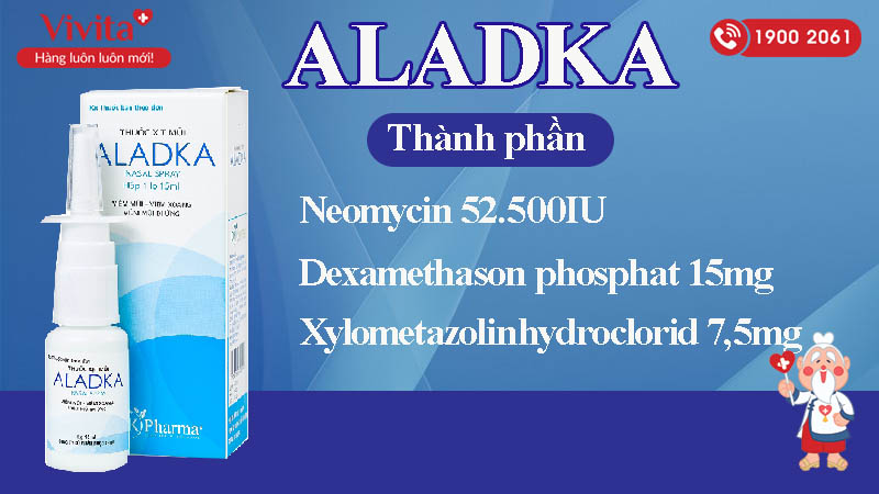 Thành phần của thuốc xịt mũi trị viêm mũi dị ứng Aladka