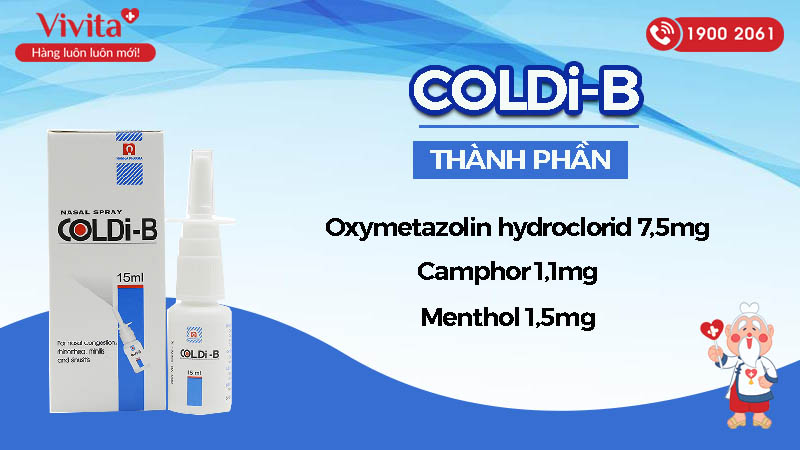 Thành phần của thuốc xịt mũi trị sổ mũi, ngạt mũi, viêm xoang Coldi-B