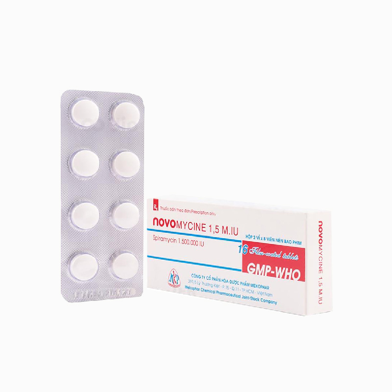 Thuốc kháng sinh điều trị nhiễm khuẩn Novomycine Mekophar 1.5 MIU | Hộp 10 viên