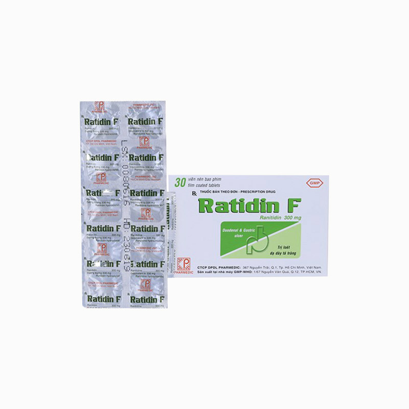 Thuốc trị loét dạ dày, tá tràng Ratidin F 300mg | Hộp 30 viên